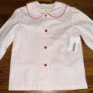 Girls Peter Pan collar white blouse with red polka dots size 8 NWT